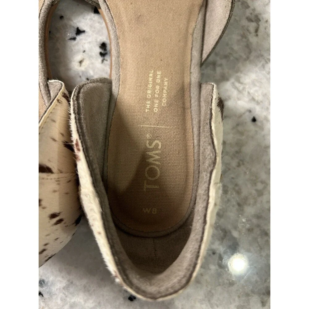 TOMS Julie D'Orsay Flats in Taupe Suede & Cow Hair Size 8 Western Preppy Casual